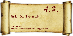 Ambróz Henrik névjegykártya